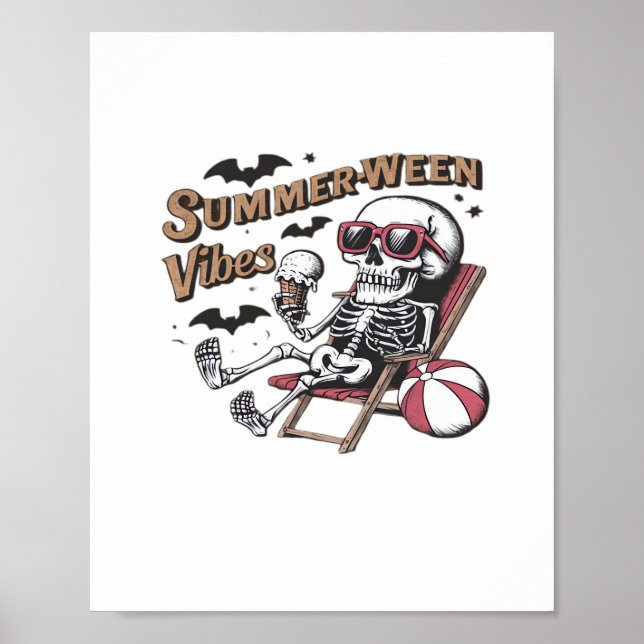 Glada Sumerween-vibbar Skelett Glass Sommar Ha Poster (Framsidan)