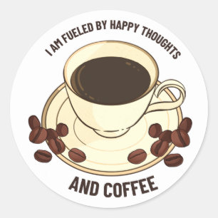 Glada Tankar och Kaffe Inspirerande Klistermärke