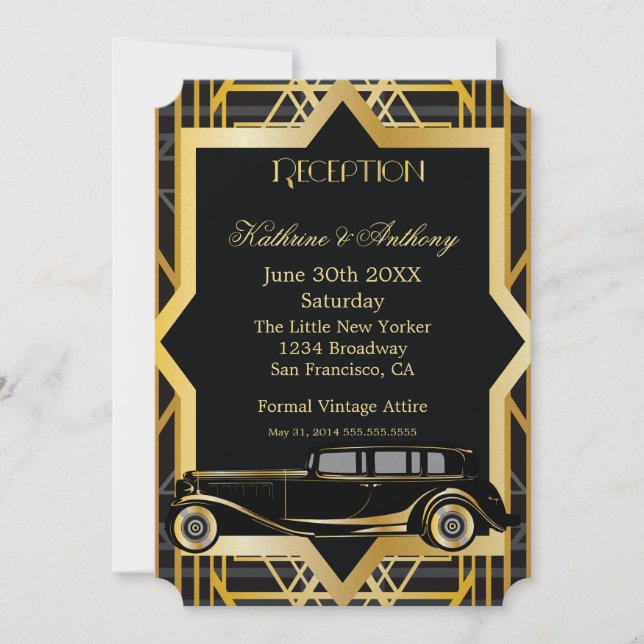 Glada tjugotalet Gatsby stil mottagning Inbjudningar (Framsida)