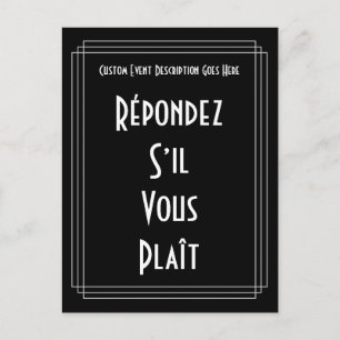 Glada tjugotalet-inspirerad RSVP-postkort Vykort
