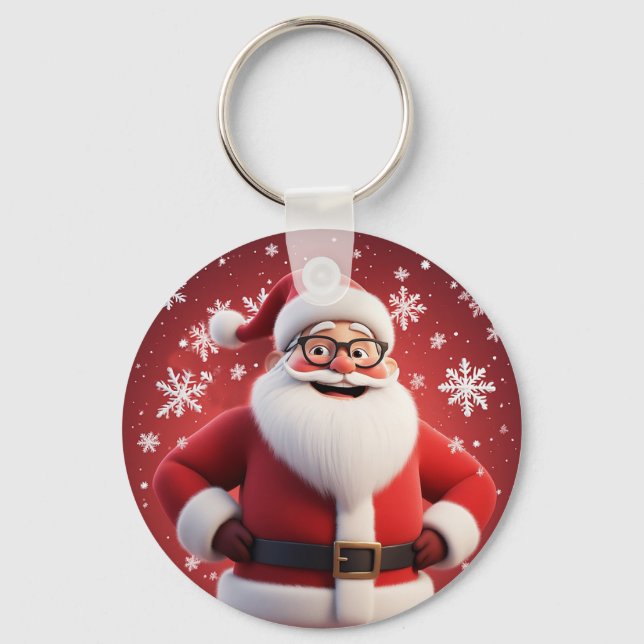 Glada Tomte Jul Högtid Presenter Nyckelring (Framsida)