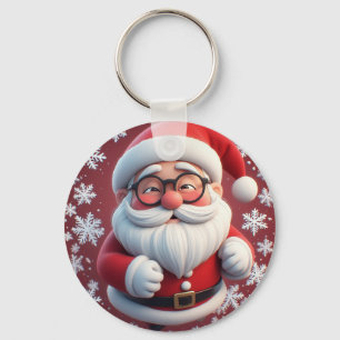 🎅 Glada Tomte Snöflinga Högtidshälsning ❄️ Nyckelring