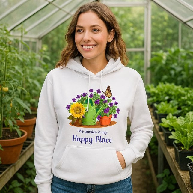 Glada Trädgårdsblommor Sommar Vita T Shirt (Happy garden sweatshirt for anyone who loves to grow plants )