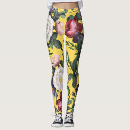 Glada vackra sommarblommor boho gula ljusa  leggings