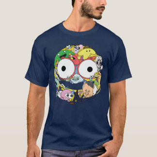 Glada vänner Smileys Ansikts Karaktär Kolliage Rol T Shirt