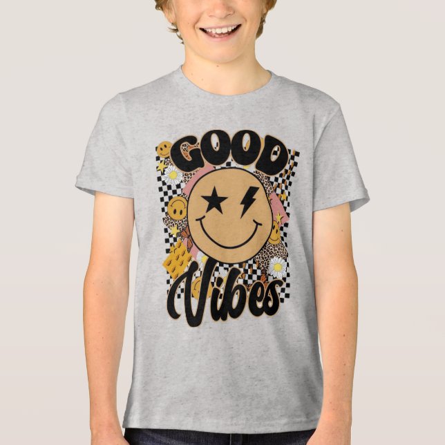 Glada Vibrationer Leende Ansikte T Shirt (Framsida)