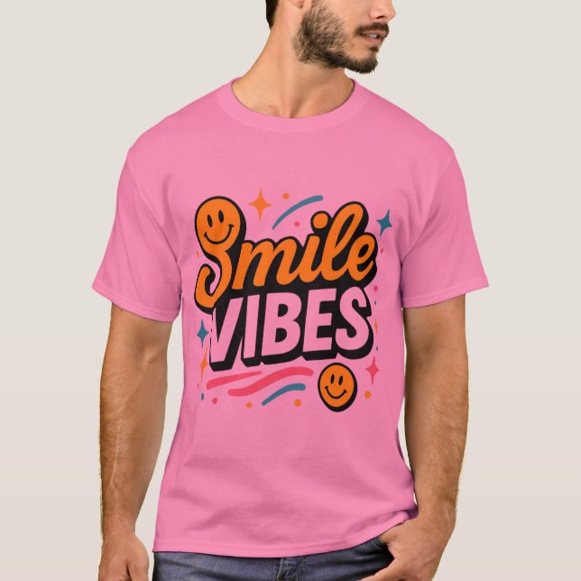 Glada Vibrationer Retro Smileydesign T Shirt (Framsida)