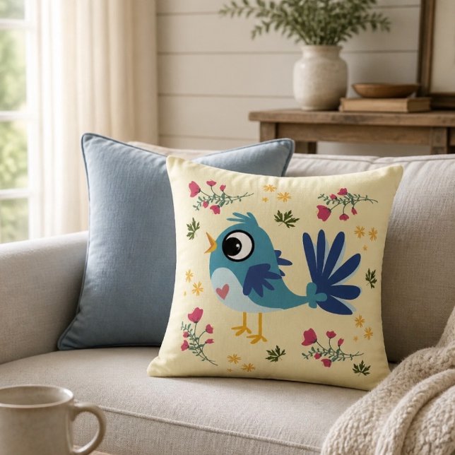 Gladans blåfågel 16"x16" kastkudde kudde (Skapare uppladdad)