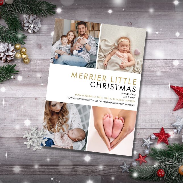 Gladare lilla jul fotobirth anmälan  julkort (Skapare uppladdad)