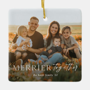 Gladare Tillsammans Skrift Foto God Jul Julgransprydnad Keramik