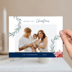 Gladast jul familjefoto, akvarellkrans vykort