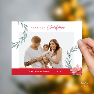 Gladast jul familjefoto, akvarellkrans vykort