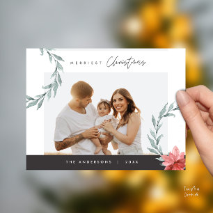 Gladast jul familjefoto, akvarellkrans vykort
