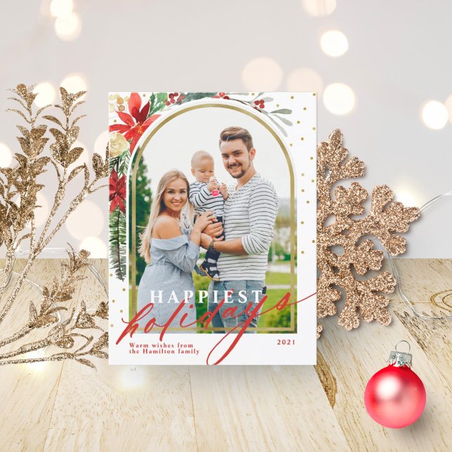 Gladast jul familjefoto båge julkort helg vykort (Skapare uppladdad)