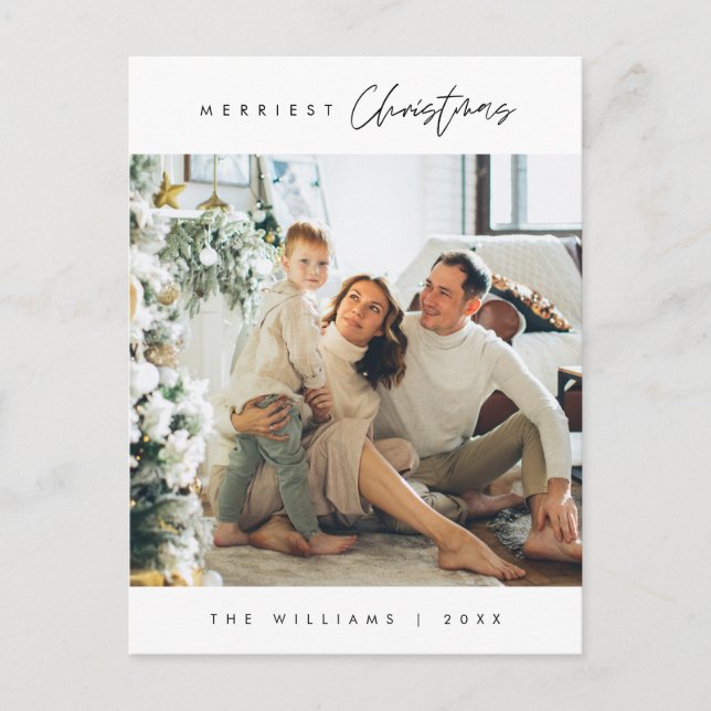 Gladast jul familjefoto, modern minimalism vykort (Framsida)