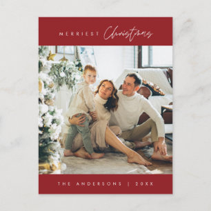 Gladast jul familjefoto, modern minimalistisk vykort