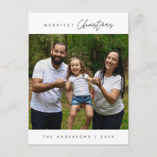 Gladast jul familjefoto, modernt mysigt vykort