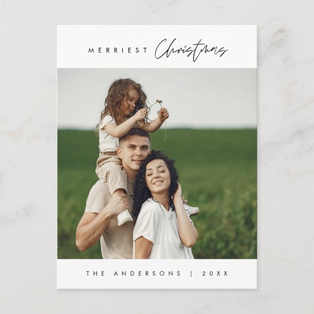 Gladast jul familjefoto, natur utomhus vykort (Framsida)