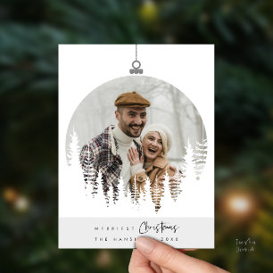 Gladast jul familjefoto, överlagring med tall vykort