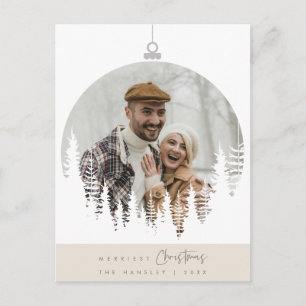 Gladast jul familjefoto, överlagring med tall vykort