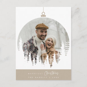 Gladast jul familjefoto, överlappande bild av tall vykort