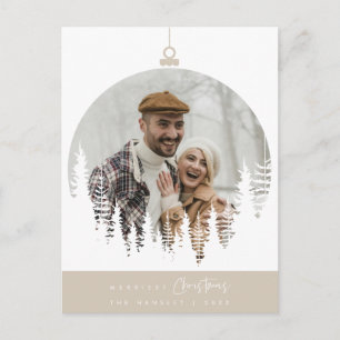 Gladast jul familjefoto, överlappande bild av tall vykort
