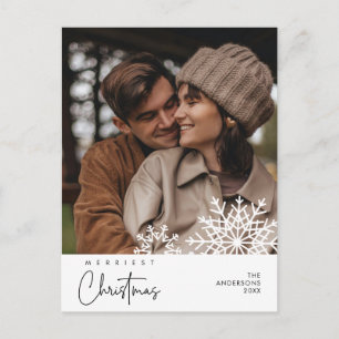 Gladast jul familjefoto, snöflingor vykort