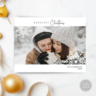 Gladast jul familjefoto, snöflingor vykort
