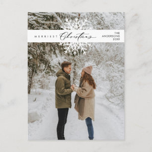 Gladast jul familjefoto, snöflingor vykort