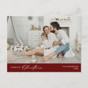 Gladast jul familjefoto, vinterglädje vykort