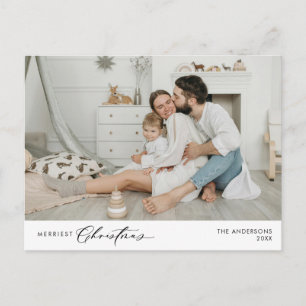 Gladast jul familjefoto, vinterglädje vykort