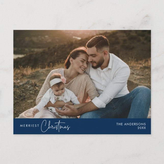 Gladast jul familjefoto, vinterglädje vykort (Framsida)