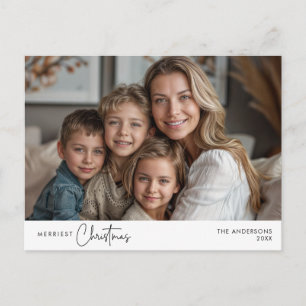 Gladast jul familjefoto, vinterglädje vykort
