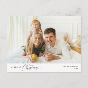 Gladast jul familjefoto, vinterglädje vykort