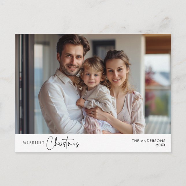 Gladast jul familjefoto, vinterglädje vykort (Framsida)