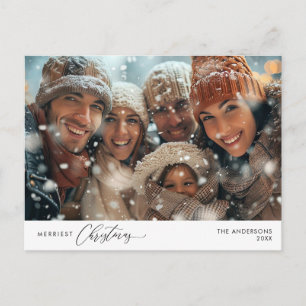 Gladast jul familjefoto, vinterglädje vykort
