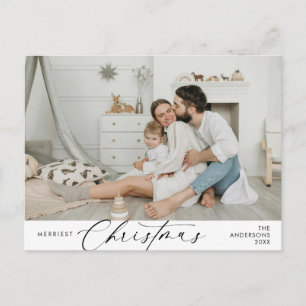 Gladast jul familjefoto, vinterglädje vykort