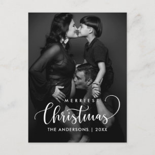 Gladast jul Modern minimalist familjefoto Vykort