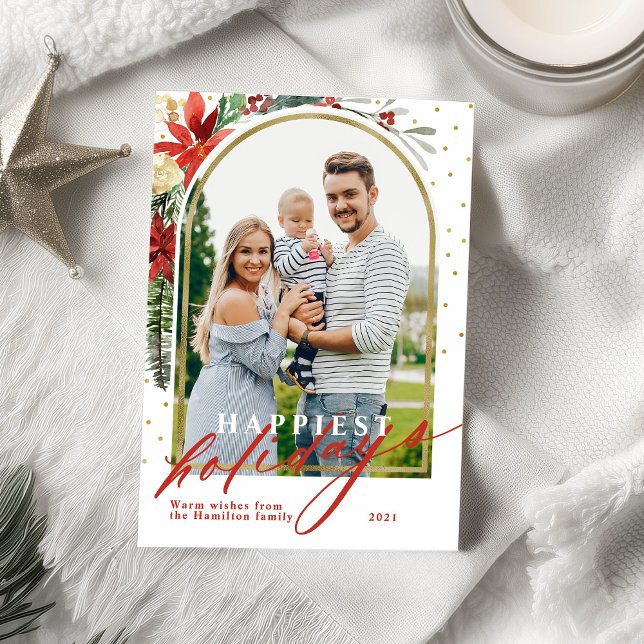 Gladast julhelg familjefoto båge julkort (Skapare uppladdad)