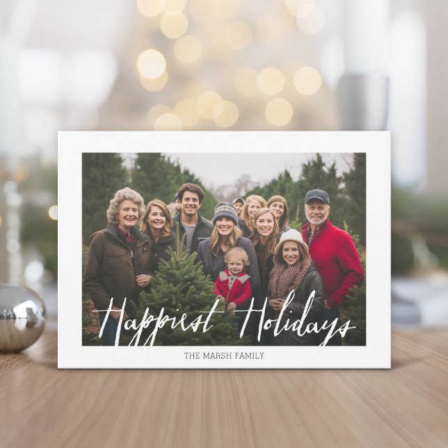 Gladast julhelger Modernt fullformat foto med Boho Julkort (Modern and Minimal Christmas Greeting Card)