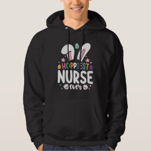 Gladaste sjuksköterskan någonsin påskharen ägg hoodie