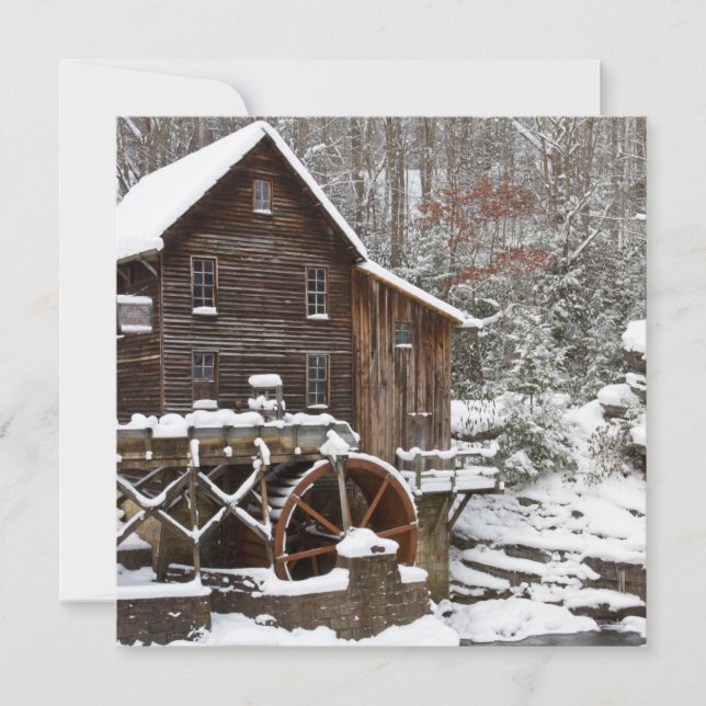 Glade Creek Grist Mill på vintern Julkort (Framsida)