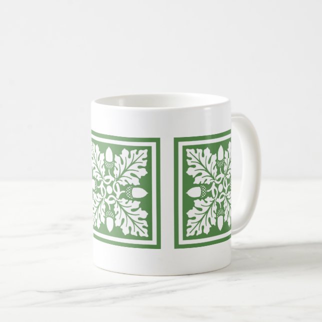 Glade Grönt Acorn och Löv Tile Design Coffee Mugg (Framsida höger)