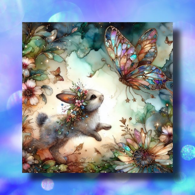 Gladet Påsk i cute Bunny och Butterfly Julkort (Skapare uppladdad)