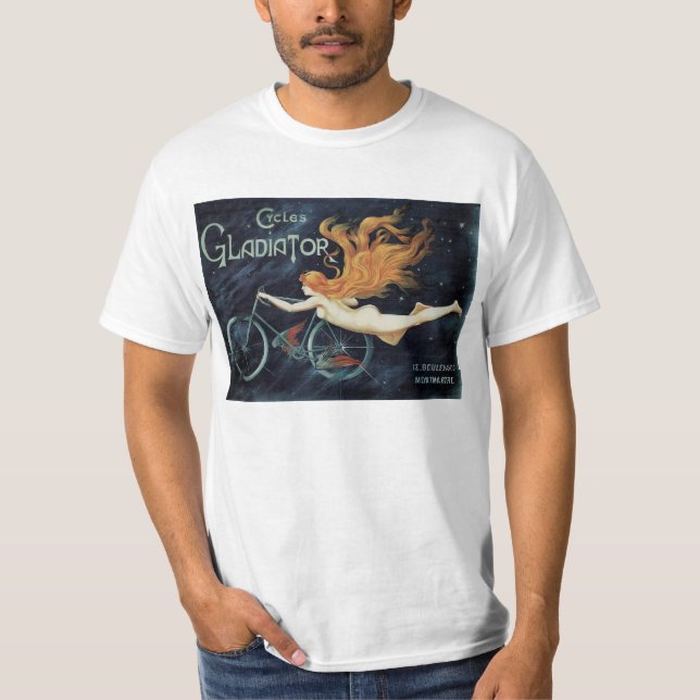 Gladiator Cycles, Vintage Art Nouveau i viktorians T-shirt (Framsida)