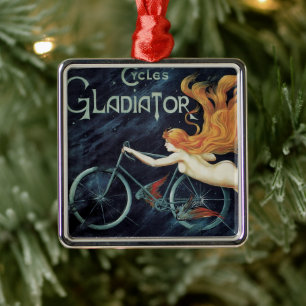 Gladiator Cycles, Vintage Victorian Art nouveau Julgransprydnad Metall
