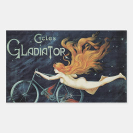 Gladiator Cycles, Vintage Victorian Art nouveau Rektangulärt Klistermärke