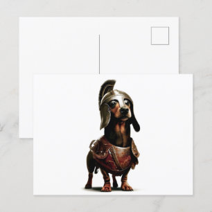 Gladiator Dachshund-konst Vykort