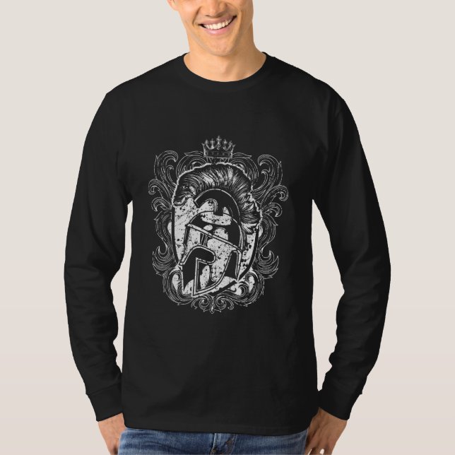 Gladiator Helmet Shield Spartan Workout Warrior Gr T Shirt (Framsida)