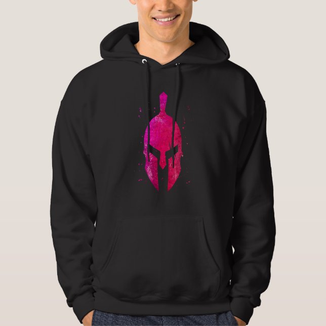 Gladiator Helmet Symbol Rosa Spartan Girl Workout Hoodie (Framsida)